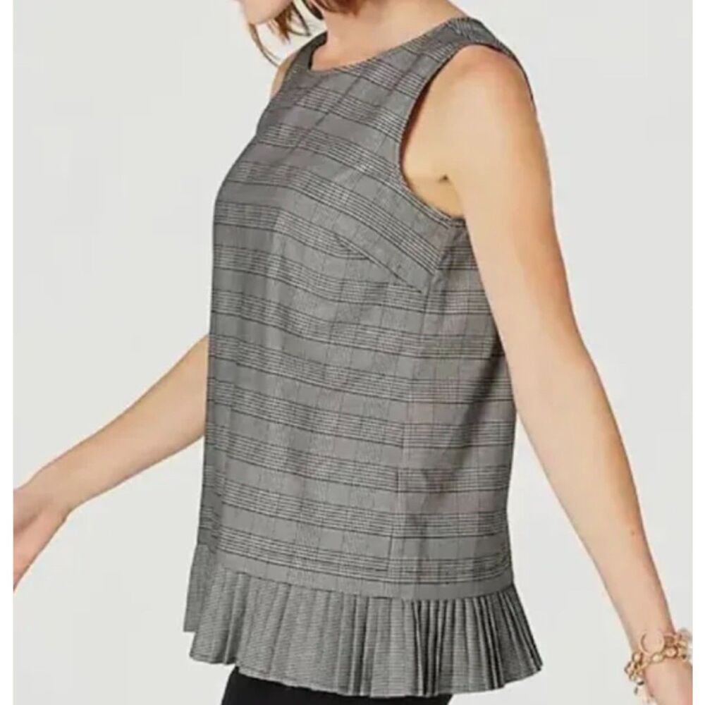 J. JILL Glen Plaid Accordion Pleat Hem Top, Sz S